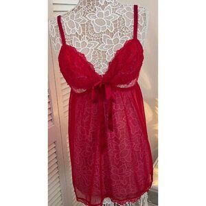 VICTORIA'S SECRET VERY SEXY PLEATED BABYDOLL & THONG PANTY SET LINGERIE LARGE